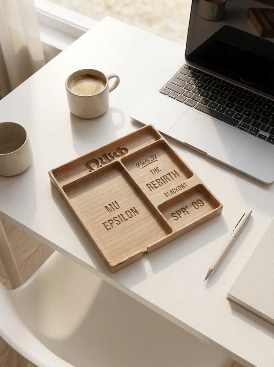 Customizable Solid Wood Desk Organizer – Handcrafted - Tuft & Timber Co., LLC