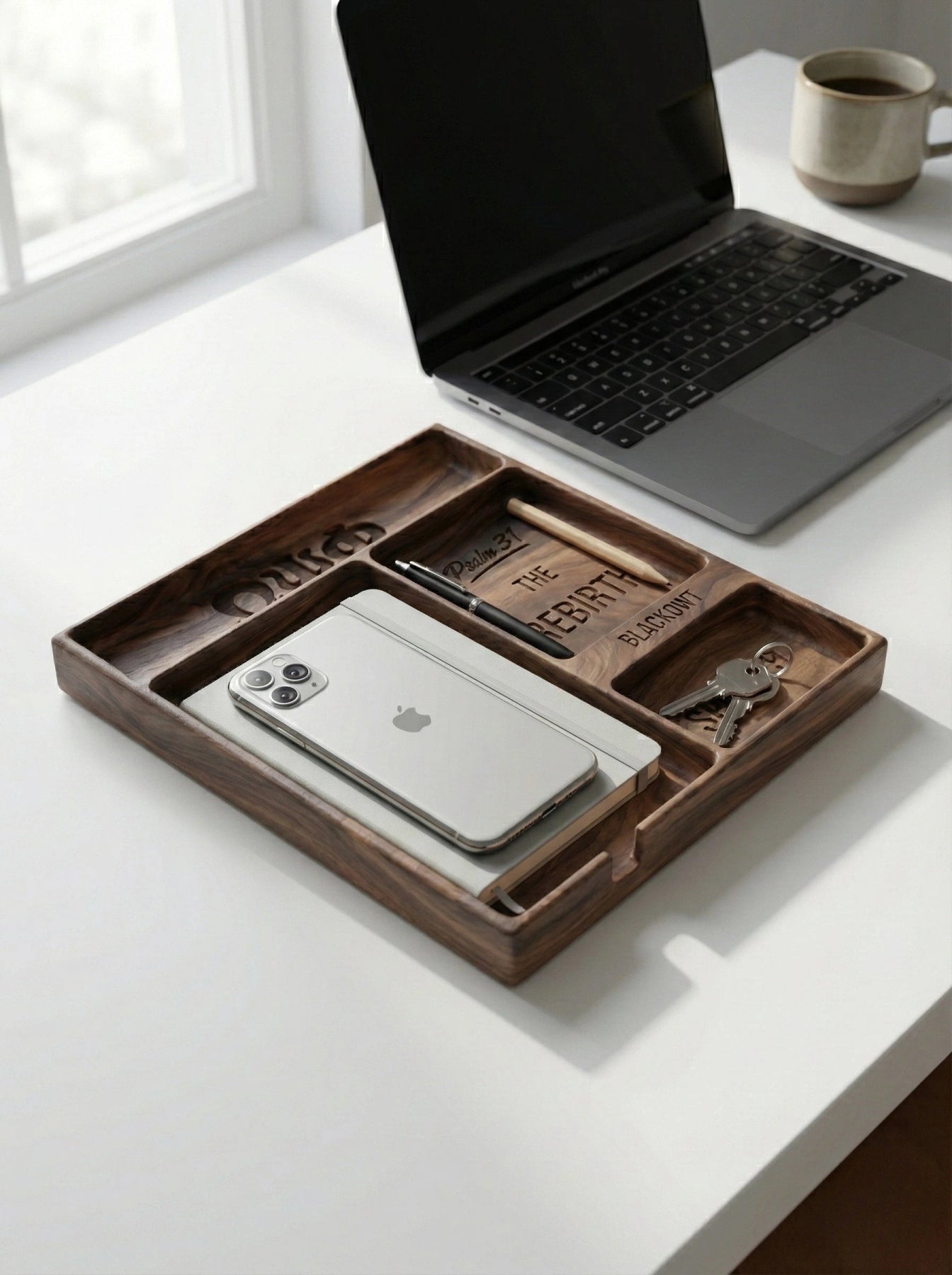 Customizable Solid Wood Desk Organizer – Handcrafted - Tuft & Timber Co., LLC
