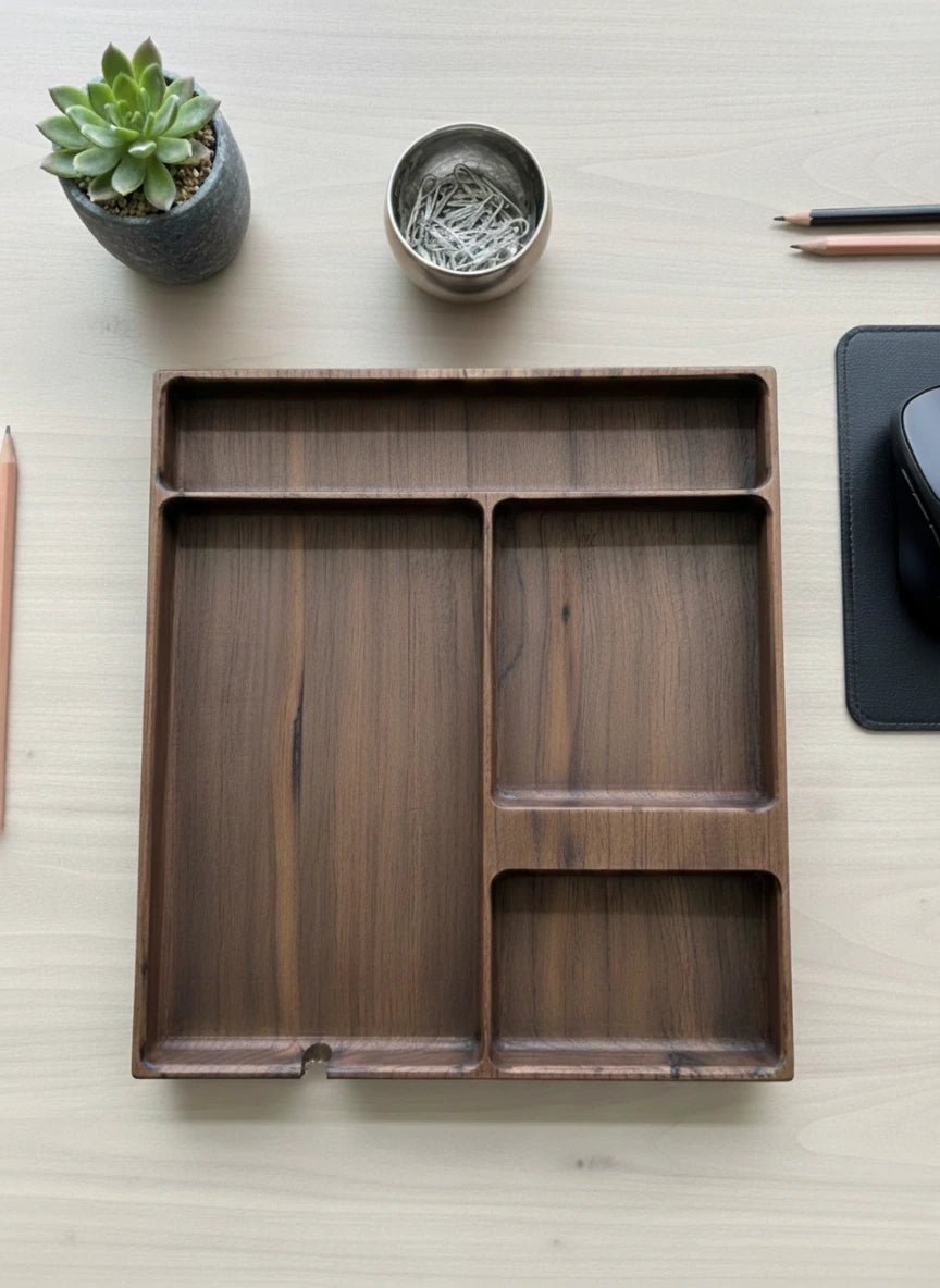 Customizable Solid Wood Desk Organizer – Handcrafted - Tuft & Timber Co., LLC
