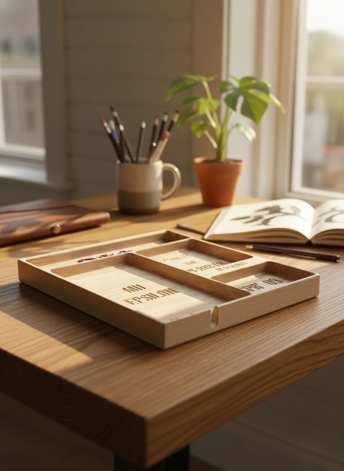 Handcrafted Wood Desk Organizer – (Epoxy Fill) - Tuft & Timber Co., LLC