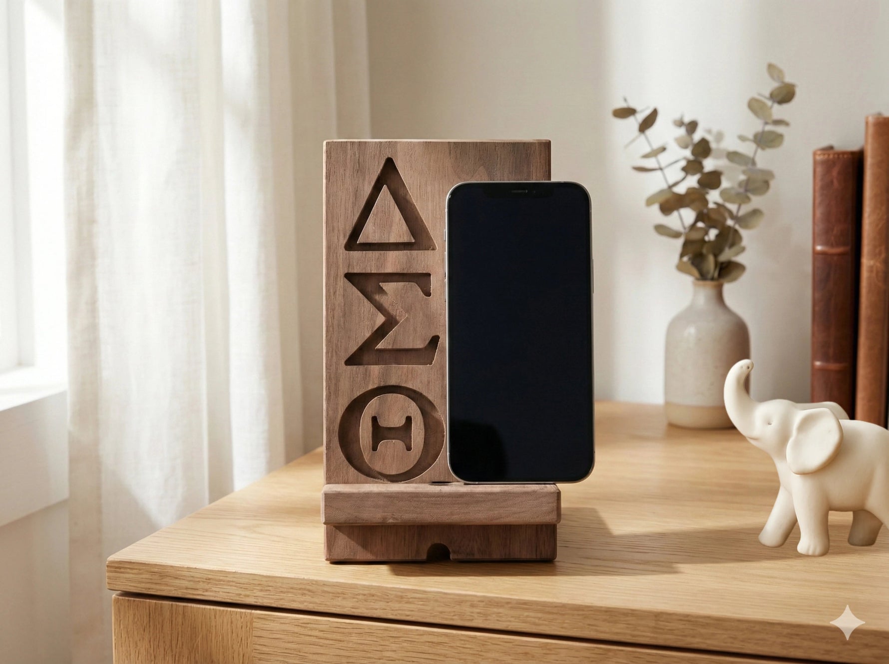 Personalized Wooden Desk Phone Holder - Tuft & Timber Co., LLC