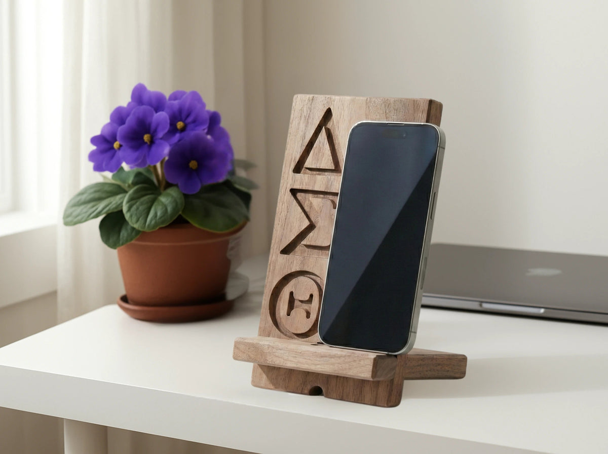 Personalized Wooden Desk Phone Holder - Tuft & Timber Co., LLC