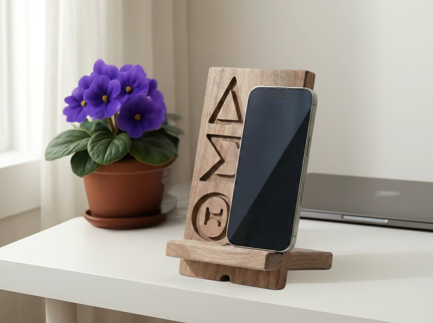 Personalized Wooden Desk Phone Holder - Tuft & Timber Co., LLC